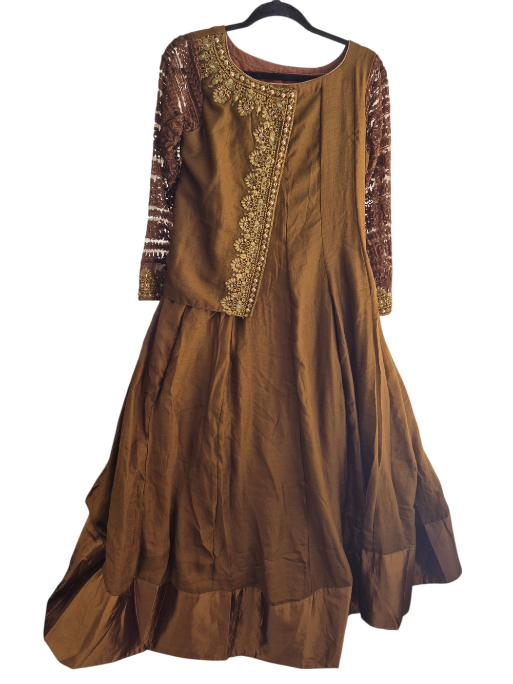 💕Embellished Beautiful Brown Anarkali Dress💕